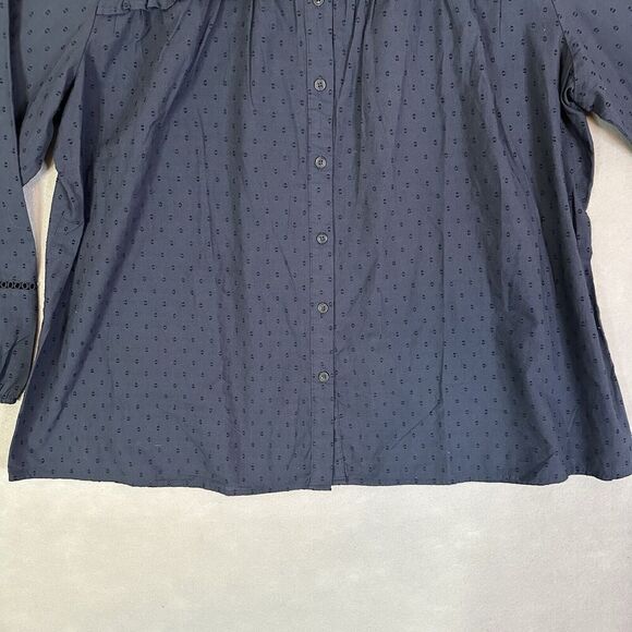Lane Bryant Top Women Plus Size 24 Blue Peasant Boho Ruffle Balloon Lace Sleeve - Picture 7 of 16